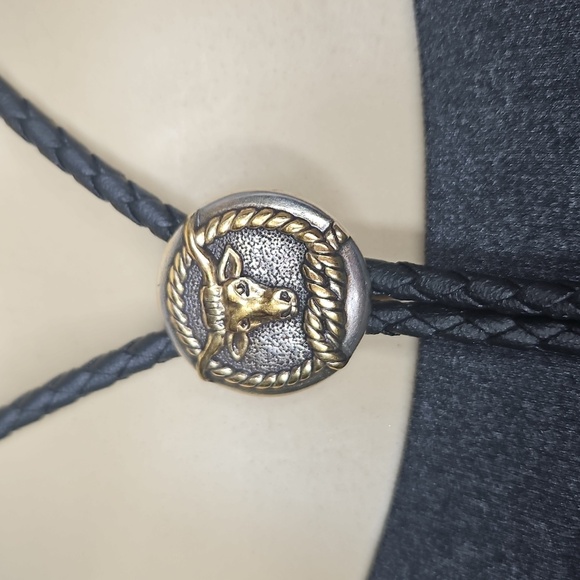 VINTAGE STEER WITH BOBED WIRE DETAIL BOLO WESTERN TIE - Picture 2 of 7